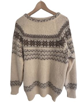 Ivory & Taupe Fair Isle Scoop Neck Sweater
